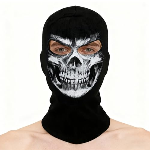 Ghost Balaclava Mask Halloween Skeleton Balaclava Outdoor Riding Mask for Men Black