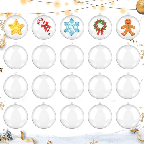 20 Stück Weihnachtskugeln Zum Befüllen,Durchsichtige Weihnachtskugeln,Christbaumkugeln Plastik,Weihnachtskugel Bemalen Foto Kugeln Basteln Durchsichtig,Durchsichtige FüR Gestalten Kinder(S-6CM)