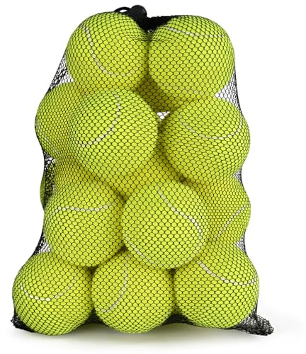 LITIAN 20 Stück Tennisbälle Bulk zum Üben und Spielen mit Hunden – strapazierfähiger Filz und Naturkautschuk drucklose Tennisbälle mit Netztasche – gleichmäßige Sprungkraft, alle Platzflächen
