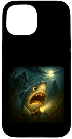 Shark Scary Horror Night Flashlight Halloween Ghost Case for iPhone 15