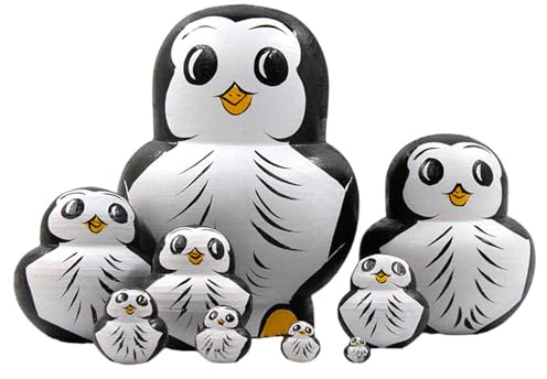 Russische Matroschka Nistpuppen 10er Set Handbemalte Holzfiguren Dekore Pinguine Kunsthandwerk Zum Ausstellen Russische Nistpuppen Für Erwachsene