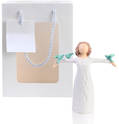 Guardian Angel Resin Statue with 3 Birds Memorial & Bereavement Gifts With Packaging Bag Christening Gift for Girls Remembrance Gifts for Home Decor Christmas Display Sympathy G