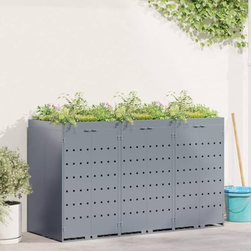 Générique Rangement de Poubelle à roulettes pour 3 poubelles Gris Clair,Maison & Jardin,Produits ménagers,Accessoires pour conteneurs à déchets,Cache-conteneurs à déchets,Gris Clair,72.2 KG,3394749