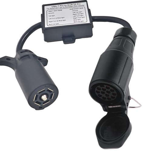 NEWFUN Adapter Anhänger 7 Auf 13 Polig, Anhängerstecker Kabelbaum, Adapterkabel Anhänger Verlängerung Spiralkabel mit Stecker 13 Polig und Steckdose 7 Polig für Auto LKW RV Wohnwagen
