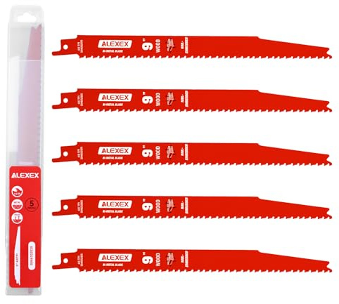 5 Pack 9 Inch 4/6 TPI Reciprocating Saw Blades for Wood and Nail-Embedded Wood Cutting, Bi-Metal Sawzall Blades for Cutting Nail and PVC Pallets etc, for Diablo Sawzall Blades DS0912BW5