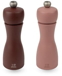 Peugeot - Duo Tahiti Terre Moulin à Poivre + Moulin à Sel 15cm - Réglage Classique - Innovation Sel Glace, Mécanisme Zirlion - Bois Labellisé PEFC - Fabrication Française - Coloris Cacao et Noisette