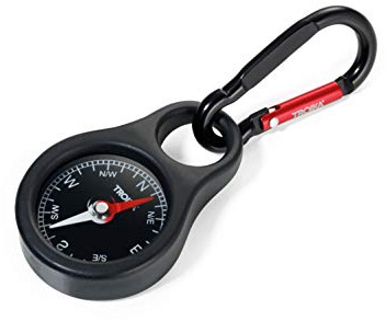 TROIKA WEGWEISER – NG-COS10/BK – nyckelhängare med kompass – navigering, koordinering, himmelriktning – karbinhake – PVC/akryl/ABS/aluminium – TROIKA-original