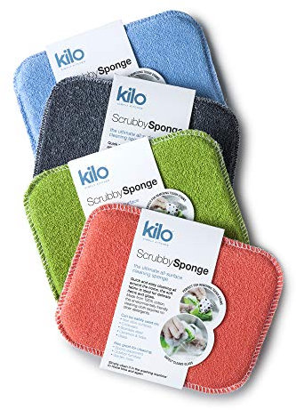 Kilo Scrubby Sponge-Non-Scratch Pot Scourer with Absorbent Core, Multi-Purpose Set of 4, One Size,17x13cm Set of 4