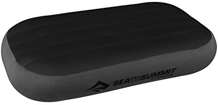 Sea to Summit – Aeros Ultralight Deluxe resekudde XL – lätt att blåsa upp – halkfri – Ultra-Sil dragkedjeväska – Camping och cykelturer – 56 x 36 x 14 cm – Deluxe Grey – 195 g