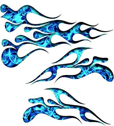 Wild Dingos LLC PG36-XXX - 3D Graphics Flame Decal Kit Golf Cart Lawn Mower Tractor UTV RC ATV Motorcycle (C - Large, PG36-102-000 3D SMF Blue)
