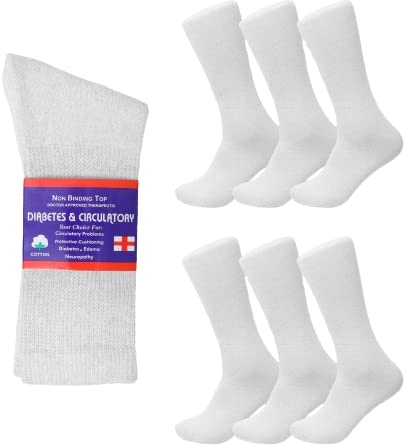 Diamond Star Diabetic Socks for Men, Non-Binding Cotton Crew Socks