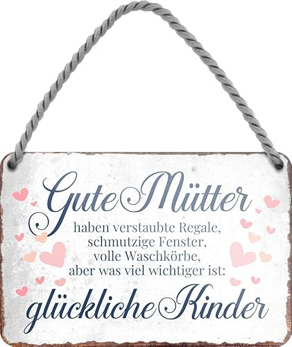 schilderkreis24 - Blechschild Sprüche für Oma & Opa – Geschenk zum Ruhestand, Geburtstag & Eltern (Gute Mütter haben verstaubte Regale 18x12cm)