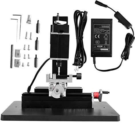 LANTRO JS Mini tour en métal, 60 W 12 000 tr/min, fraiseuse miniature 100-240 V, pour plastique lignine, métal souple