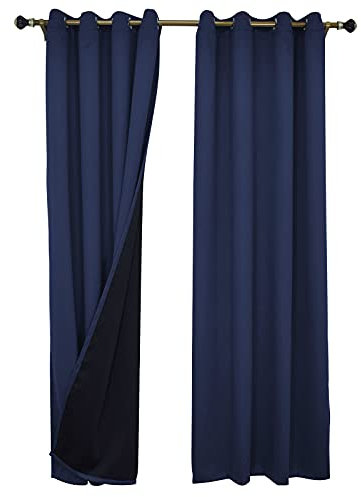 chicstyleme 100% Verdunkelungsvorhänge Gardinen Blickdicht Verdunklungsvorhänge mit Ösen Schlafzimmer Vorhang Zurück Schwarzes Futter Indigoblau,B130*H213cm