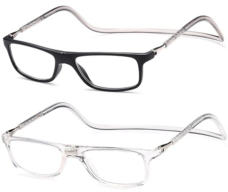 NEW VISION Lesebrille mit Magnetverschluss 2 pack, Lesebrillen, Bequem Magnetverschluss Vorne, Reading Glasses NV2904, Lesehilfe für Damen Herren (Tn, 1.5, x)