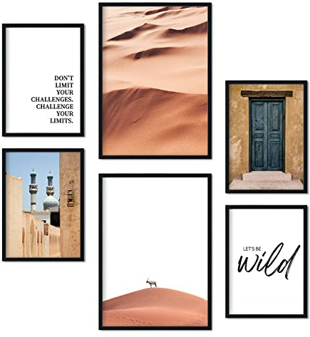 Nacnic - Set 6 Láminas Fotográficas Desierto Marruecos - Imágenes Salvajes País Marroquí. Decoración Mural del Hogar - Tamaños A3 y A4. Sin marco