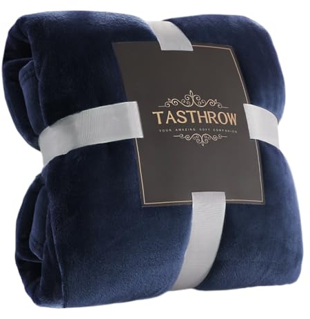 TASTHROW Kuscheldecke, Weiche Fleecedecke Sofaüberwurf, 130x180cm | Weich und Warm Tagesdecke Wohnzimmerdecke Couchdecke (Marine)