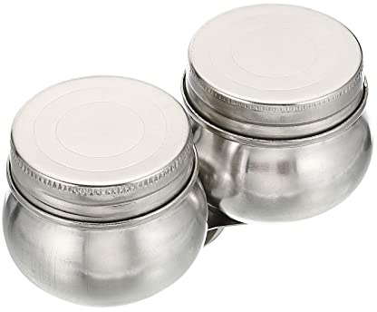 PATIKIL 4 x 2 Palette Cups, Paint Pot Container Cup with Lid and Clip Double Dippers Stainless Steel for Oil Painting, Silver