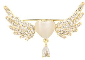 BSLVWG Wings broche à la mode opale coeur Broche en cristal pour les femmes, les filles, les femmes, les mamans