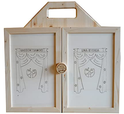 Théâtre en bois fait à la main. Kamishibaï. Jeu portable pour enfants avec théâtre d'ombres de marionnettes japonaises. Théâtre de papier japonais fait à la main.