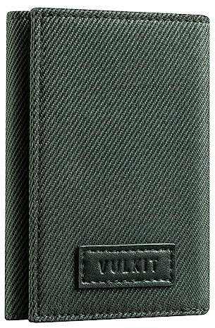 VULKIT Geldbörse Herren Klein RFID Blocker Portmonee Herren Geldbeutel Trifold Kartenetui mit Münzfach Brieftasche für Männer, Grün