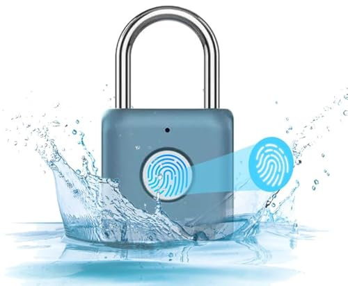 Fingerabdruck-Vorhängeschloss,USB-Aufladung Biometrisch Hohe Sicherheitsverriegelung Mini-Vorhängeschloss für Fitnessstudio,Schulschließfach,Rucksack,Gepäck,blau