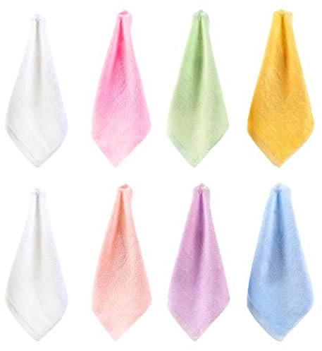MAXQUU 8 petits chiffons carrés en fibre pour le visage, le retrait du maquillage et le nettoyage, convient pour les personnes âgées et les enfants, 25 x 25