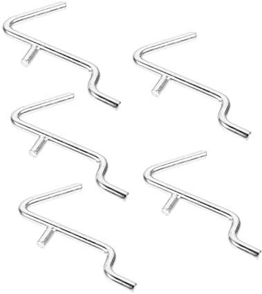 Angoily V Shape Pegboard Hooks Stainless Steel Pegboard Pegs Metal Perforated Wall Hooks for Garage Storage and Workshop Display Rack Organizer 5 Pieces