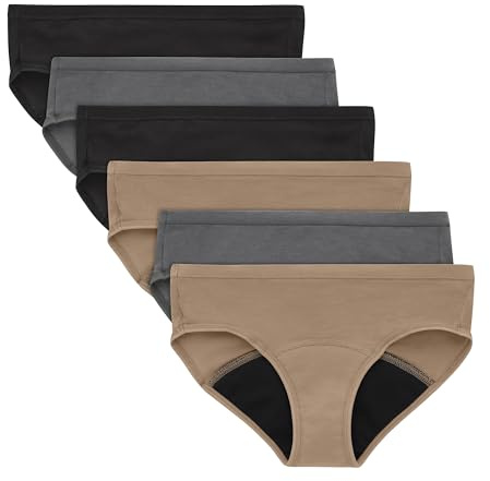 Hanes Girls' Hipster Period Underwear, Comfort, Period. Panties, Moderate Protection, 6-Pack