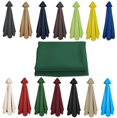 CMJYMX 200CM 2.7M 300CM Umbrella Replacement Parasol Canopy, UV50+, Waterproof, 6/8 Ribs Sun Umbrella Replacement Cloth Garden Canopy Cover Replacement Cover(Color:Green,Size:8 ribs-3m(9.8ft))