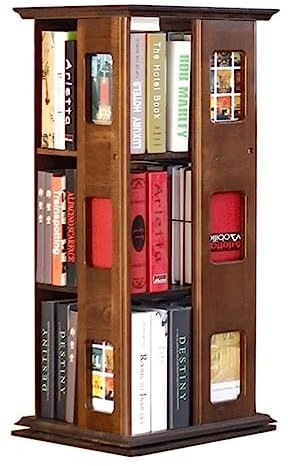 YTGHBIML Bücherturm Freistehend 360 ° drehbares Bücherregal, 3 Etagen, stehendes Bücherregal, Buche, Bücherregale für Büro, Bücherregal, Organizer, platzsparend perfekte Darstellung