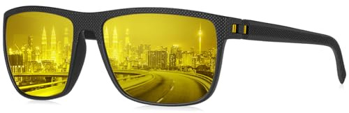 HENGOSEN Nachtsichtbrille Nachtfahrbrille Herren Damen Nachtbrille zum Autofahren Sonnenbrille Gelbe Gläser für Fahren Radfahren