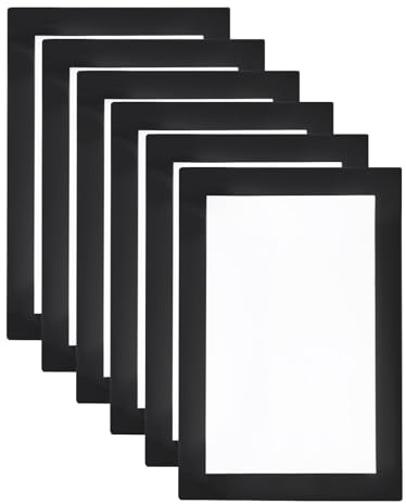 QUARKZMAN 6 Stück A6 Magnetrahmen, Info-Rahmen Selbstklebend Aufklappbarer Magnetrahmen mit Magnetverschluss, Bilderrahmen für Dokumente, Poster, Hinweise,Schwarz (18 x 12.5cm)