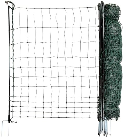 Hotline Poultry Net Double Spike Electrifiable, 50m x 120cm, Green, Extra Tall Premium Chicken Net Mesh