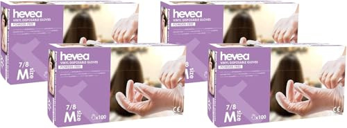by Amazon - Guantes desechables de vinilo, Talla M, Paquete de 400(Anteriormente Marca Hevea), Transparente