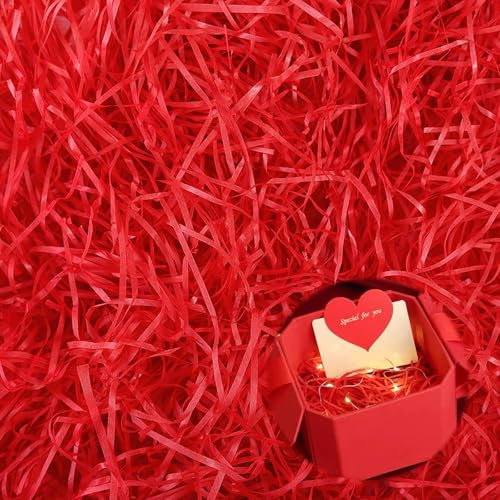 ACTOYS Geschreddertes Papier für Geschenkbox, Geschreddertes Papier Füllmaterial Rot, Geschreddertes Seidenpapier für Füllmaterial, 100g Füllmaterial Geschenkbox, Deko Füllung Geschenkbox