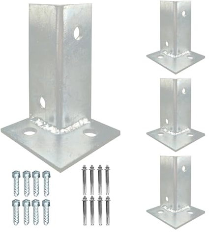 Stolpeankarbas, däckstolpsbas, stolpbas, trästaket Pergola stolpfäste, inre storlek 2,8 tum x 2,8 tum, rostfritt stål stolpeankare, däckstolps bas, stödbas (Färg:(4 Pcs)