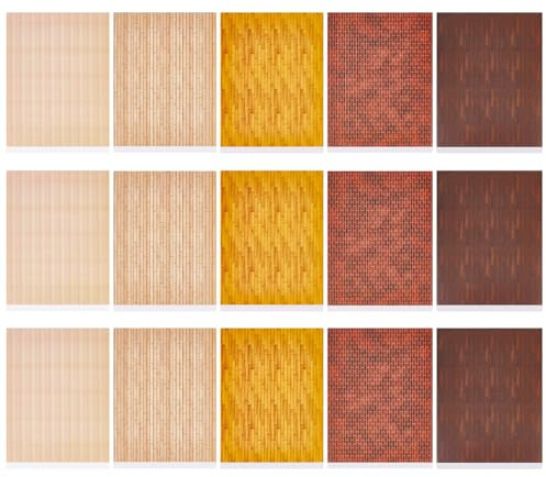 GOMAKERER 15 Stück Miniatur Tapeten Für Puppenhäuser 5 Stilen, 299x211x0.2mm Selbst Adhesive Puppenhaus Wand Aufkleber Miniatur Boden Aufkleber Wand Verkleidung Für DIY Handwerk