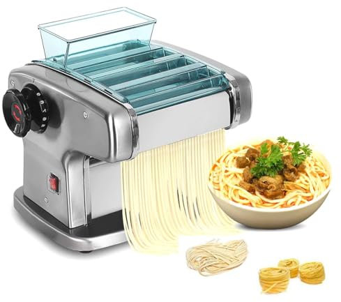 Macchina per pasta commerciale, macchina per pasta elettrica automatica da 135 W, macchina per tagliare la pasta con rullo per pasta, spessore 1-4 mm, macchina multifunzione per fare ravioli wonton