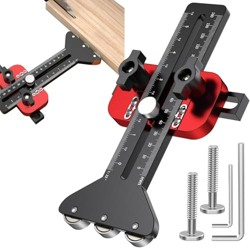 Jiimhte Thin Rip Jig – Guida regolabile per da tavolo in lega di alluminio, strumento di taglio per recinzioni con 3 pulegge da tavolo, per fresatrice