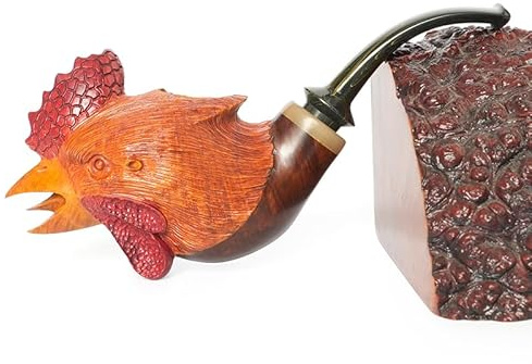 Heysong Pipe en bruyère méditerranéenne faite à la main – Motifs d'animaux délicatement sculptés à la main (AA70070S3C1K)