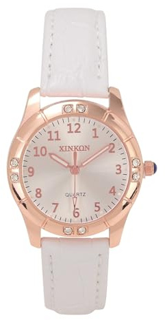 JSDDE Damen Armbanduhr mit Lederarmband Damenuhr Analog Quarzuhr Leuchtende Arabische Ziffer Kleideruhr für Damen Frauen