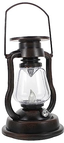 Lanterna Solare LED Vintage Effetto Fiamma Manico Ruggine