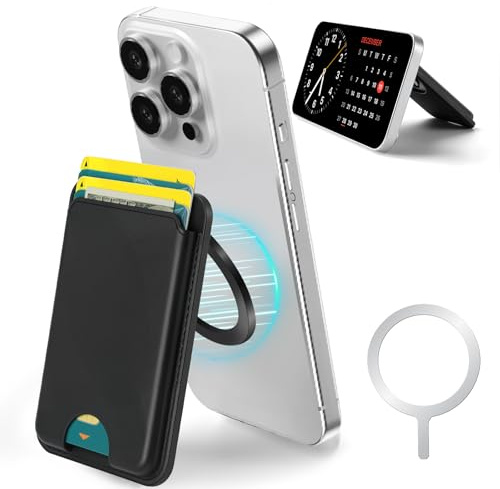 FAINDMOO for MagSafe Wallet Stand, 4-Card Holder with RFID Blocking, Magnetic Wallet with Adjustable Stand, Silm mag Safe Wallet for iPhone 17/16/15/14/13/12/Pro/Pro Max Serie Black