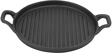 Parrilla Hierro Fundido Reversible, Sartén Redondo 31cm, Asa Doble, Plancha Grill - Distribución Uniforme de Calor, Fácil Limpieza, Ideal para Cocina Gas y Eléctrica (tipo 1)
