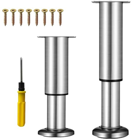 NCRGB 2 Stück Möbelfüße Metall,Verstellbare Möbelfüsse Edelstahl 25-43 cm,Einstellbare Höhe,Belastbar bis 400 KG,Möbelbeine für Fernsehschrank Sofa Lehrstuhl Badezimmerschrank mit Schraubendreher
