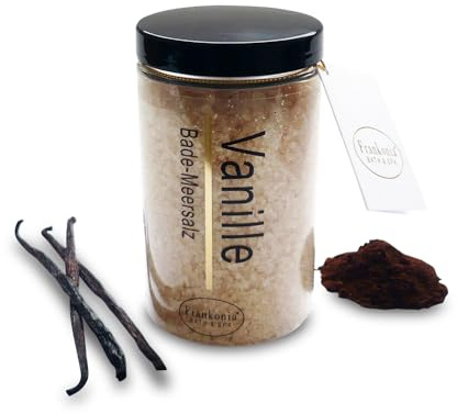 Frankonia BATH & SPA Badesalz Vanille – Totes Meer Salz mit echter Vanille – Wellness Badezusatz – Meersalz – Badekristalle – Pflege & Entspannung für Körper & Geist – 450 g – vegan