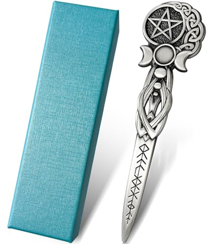 Tirmanaz Metall-Brieföffner, Triplemoon Vintage-Brieföffner, 15,5 cm langer, eleganter Brieföffner für Damen, Brieföffner für das Homeoffice oder den Altar (Silber)