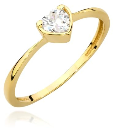 MARKO Romantischer Damenring aus 333 (8 Karat) Gold mit Herz-Stein – Echtgold Verlobungsring/Vorsteckring