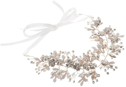 MUCKLILY Braut-haarschmuck mit Goldenen Blättern und Strasssteinen Floraler Musterung für Hochzeit und Festliche Anlässe aus Edler Legierung